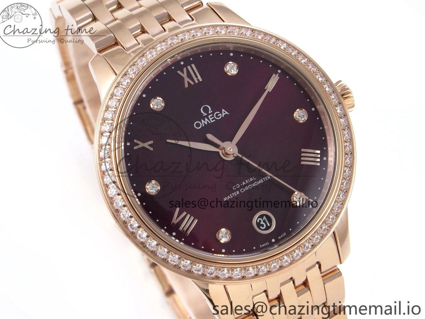 0205 De Ville Prestige Ladies RG VSF 1:1 Best Edition Brown Diamonds Dial on RG Bracelet A Sophisticated 7681